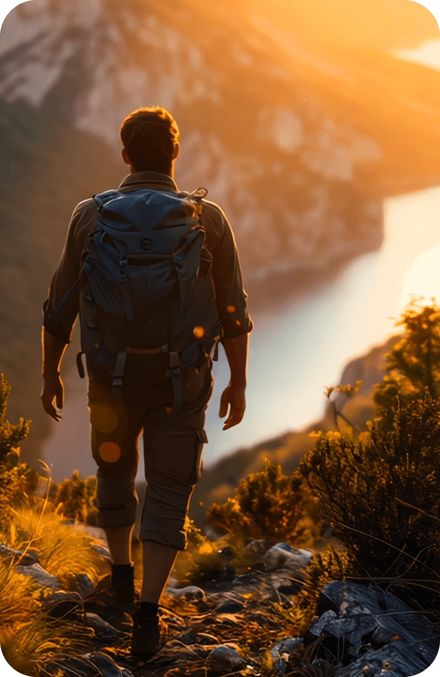 Hiker on mountain trail